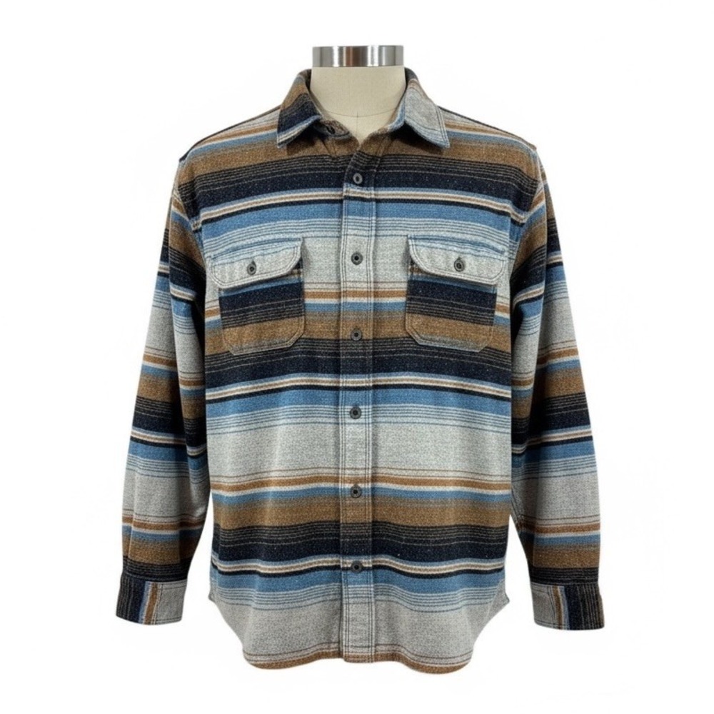 RedHead Flannel Western Shirt Men's Size L Teal Brown Striped Cowboy Button‎ Up